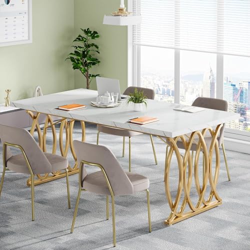 Tribesigns Executive Desk 63" W Modern Office Desk for Home Office, White Q485