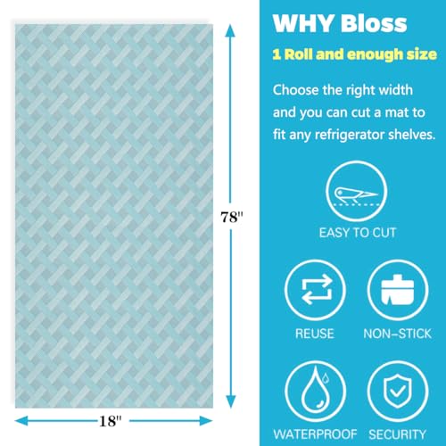 Bloss Refrigerator Liners Mats, Washable Fridge Shelf Covers, 18"X157" X695