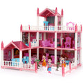 Children's Play House Toy Girl's Imitation Doll 9 Rooms Pink Toys Childrens Princess Mansion Playhouse With Accessories