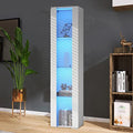 Modern 4-Shelves Display Cabinet with Clear Acrylic Door, Curio Cabinet Collection Display Case with LED Light for Home Office 12" D x 16" W x 68" H