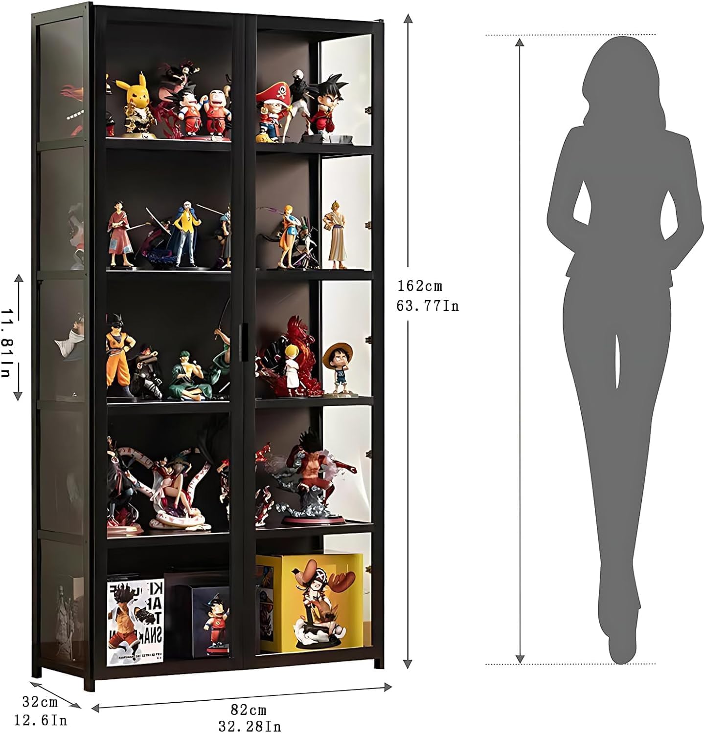 5-Tier Curio Display Cabinet with Acrylic Glass Door X6881