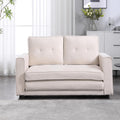 3 Fold Sofa,Convertible Futon Sleeper sofabed,Space Saving loveseat,Pull Out Couch Bed for Living Room,Velvet Linen Fabric, Beige