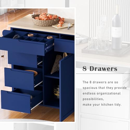 Farmhouse Kitchen Island with Power Outlet, Rolling Cart with Drop Leaf and Storage Z47765