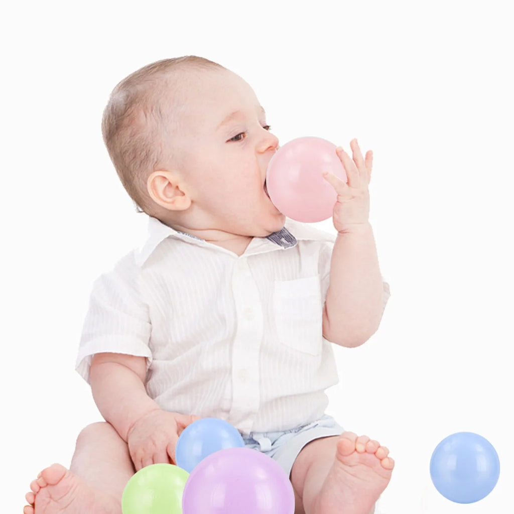 100pcs 5.5cm Crush Proof Plastic Ocean Balls for Kids with Mesh Bag U736