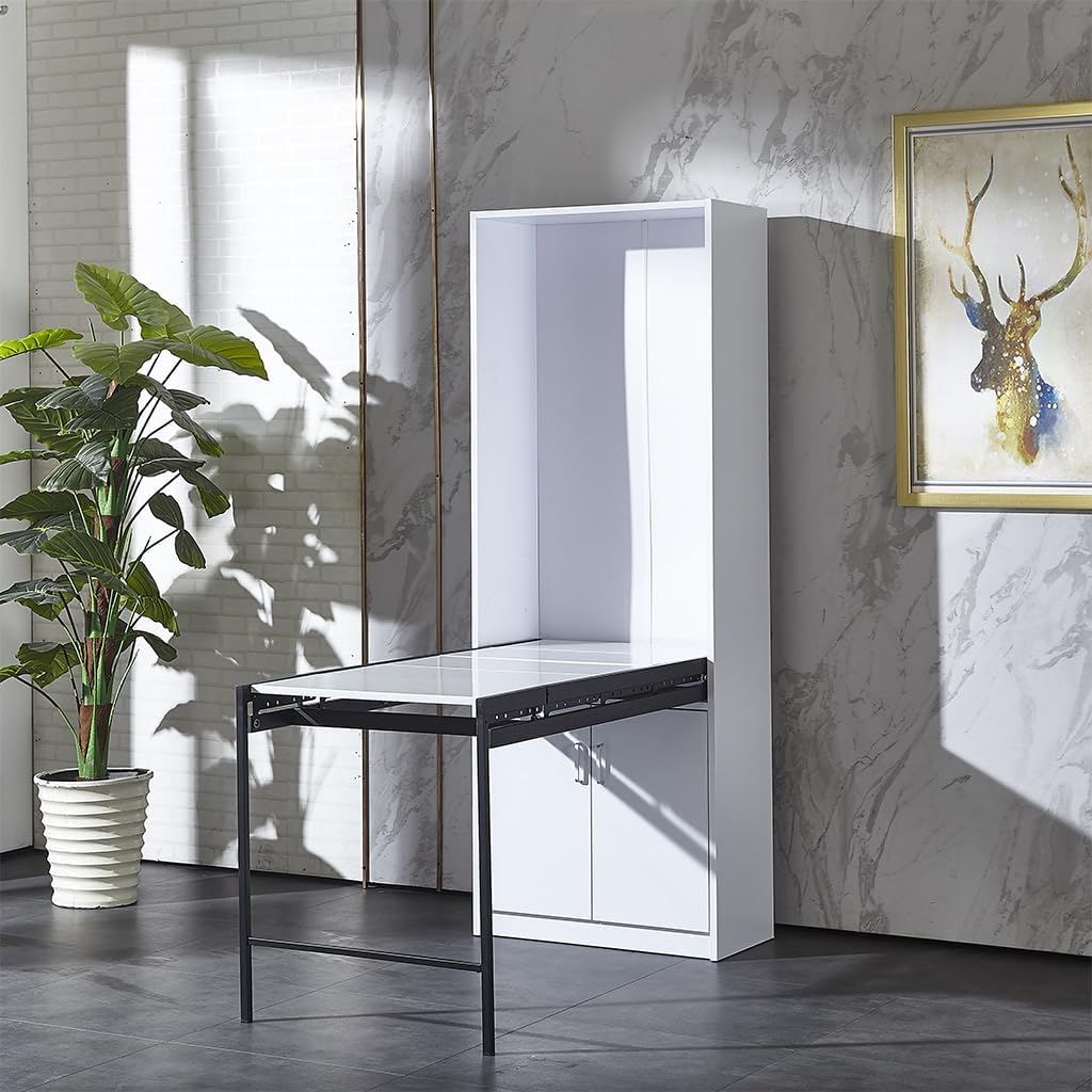 Wall Mounted Fold-Out Writing Table with 4-Tier Storage Shelf A330
