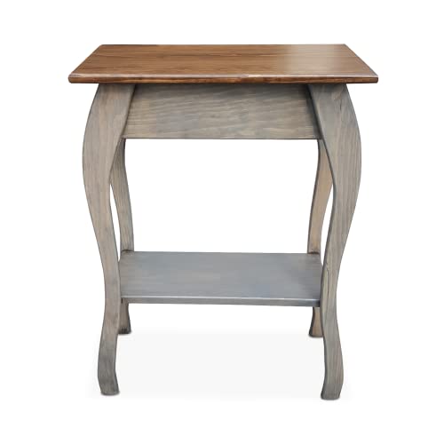 Peaceful Classics Wooden End Table with 2-Tiered Shelves, Mocha N936304