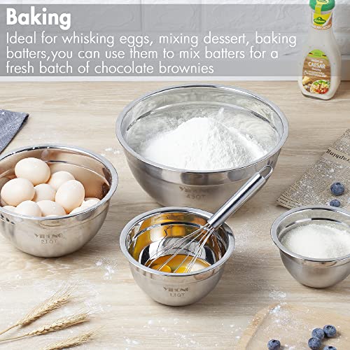 YIHONG Stainless Steel Mixing Bowls Set with Lids, 7 Piece, Grey T754
