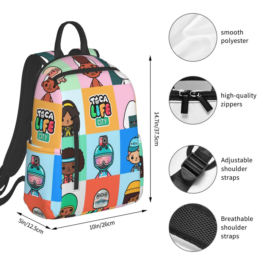 Toca Boca Life Backpack Student School Bag Lightweight Unisex D387651