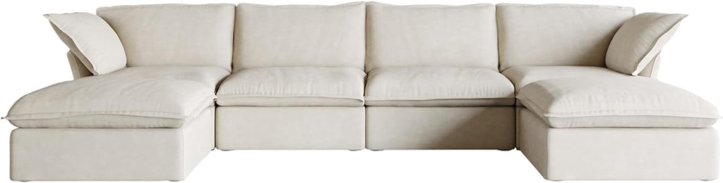 JACH U Shape Sectional Sofa with Ottomans, 6-Seat Beige M757136
