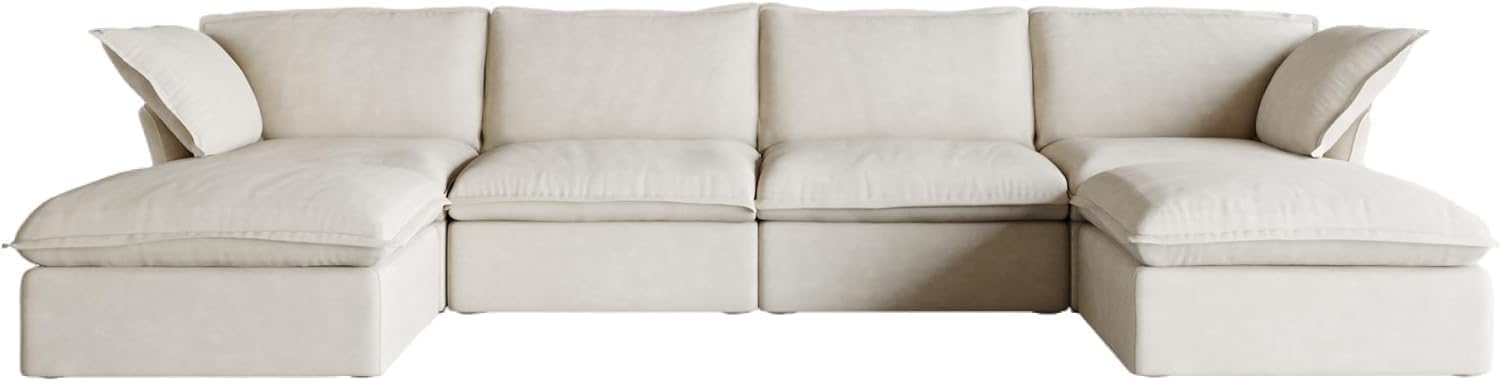 JACH U Shape Sectional Sofa with Ottomans, 6-Seat Beige M757136