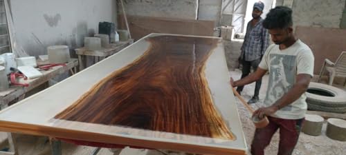 Rustic Natural Wood Epoxy Resin Dining Table 120 x 36 Inches C657
