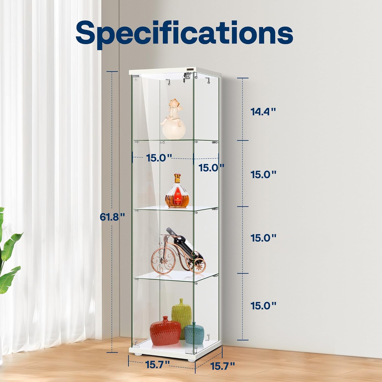 VIVOHOME 4-Layer Glass Display Cabinet with Lock U535594