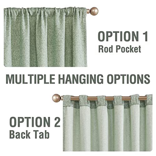 jinchan Faux Linen Curtains Sage Green 84 Inches Rod Pocket 2 Panels H544