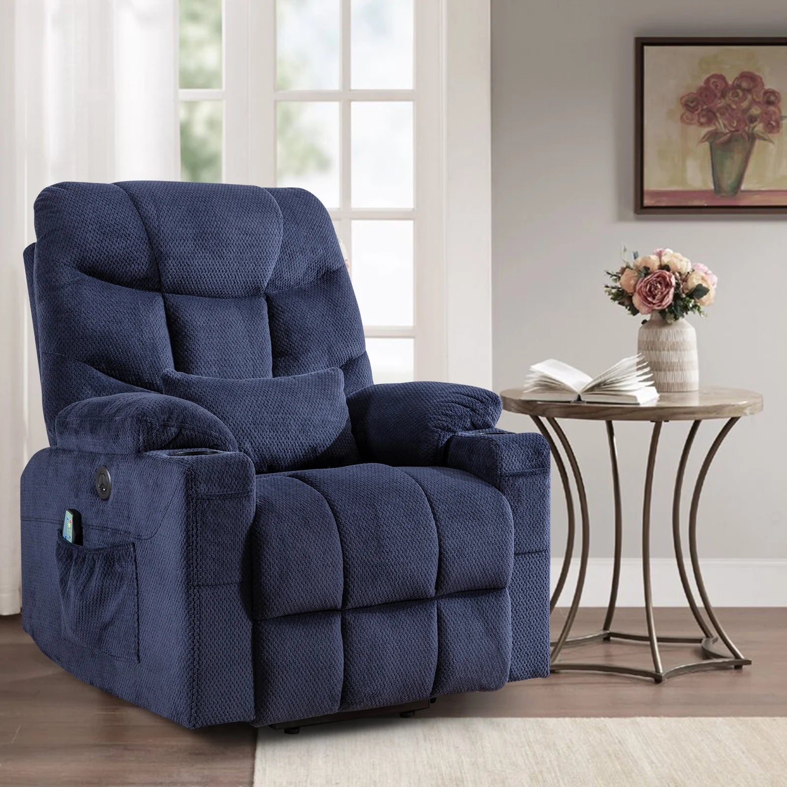 Power Lift Recliner Chair with Vibration Massage & Heat, Blue P788