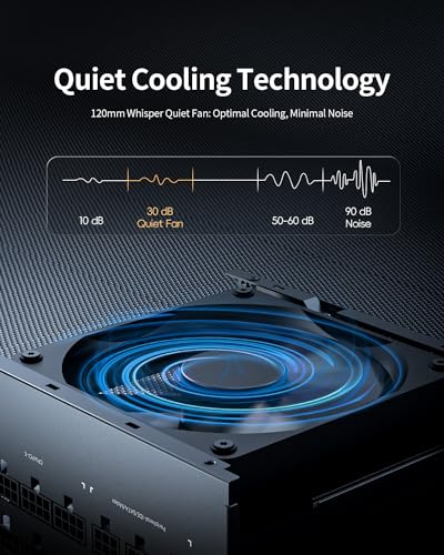 Superer 750W Power Supply ATX PC Gaming PSU Black Low Noise K705630