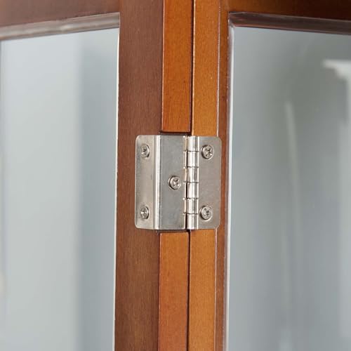Curio Cabinet Lighted with Adjustable Shelves, Wooden Display Case, Cherry E607478