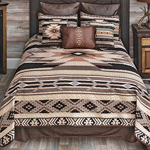 BLACK FOREST DECOR - King Quilt Bedding - Santa Fe Stripes - Three Piece Bed Set - Quilt, Two Pillow Shams