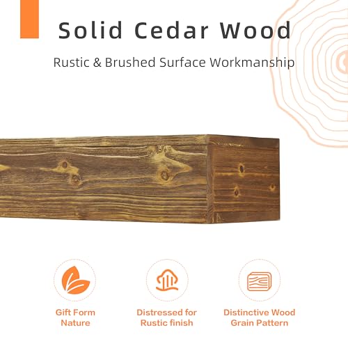 60" Rustic Wood Fireplace Mantel Wall-Mounted Floating Shelf P820