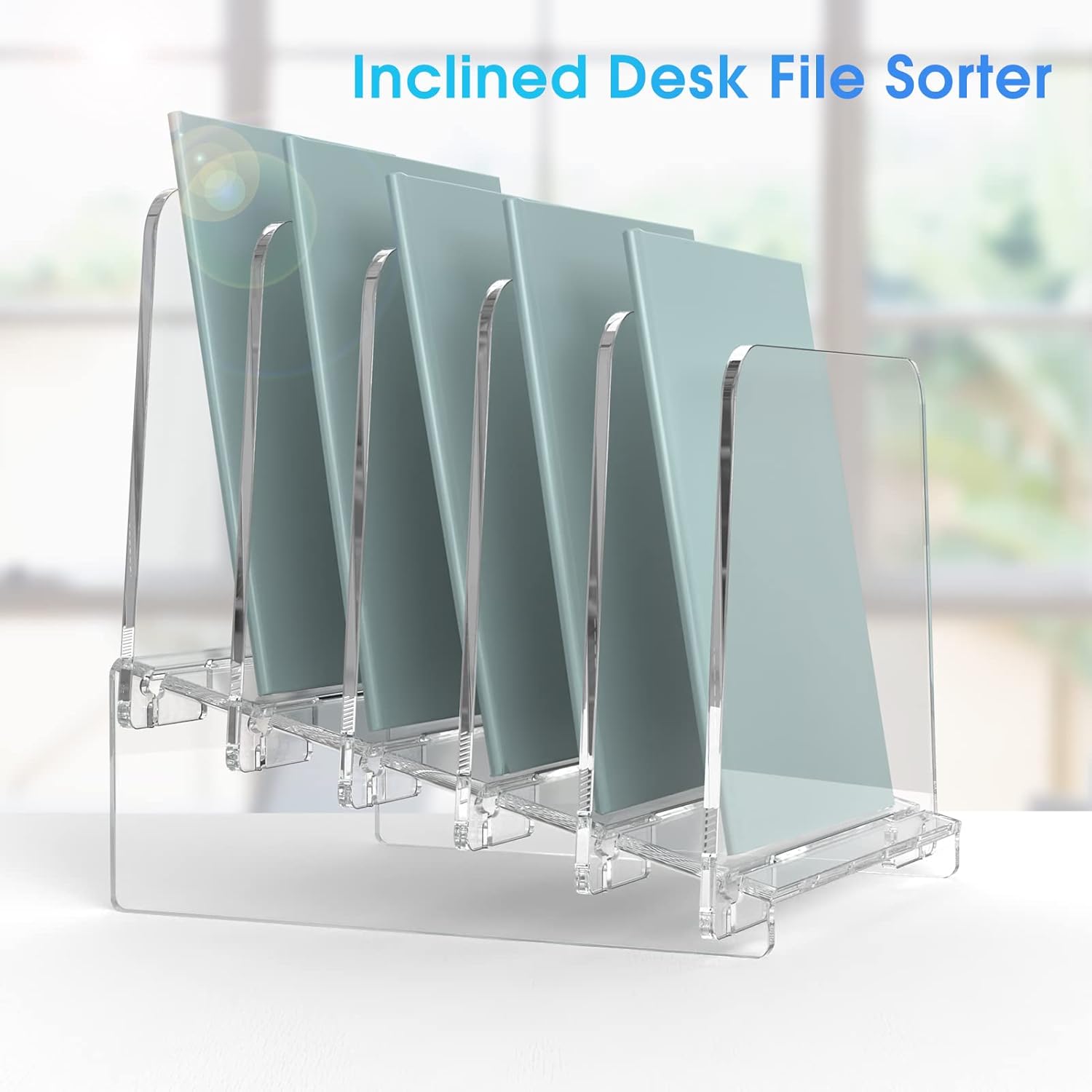 MaxGear 5-Section Acrylic Desk File Organizer, Clear J49880
