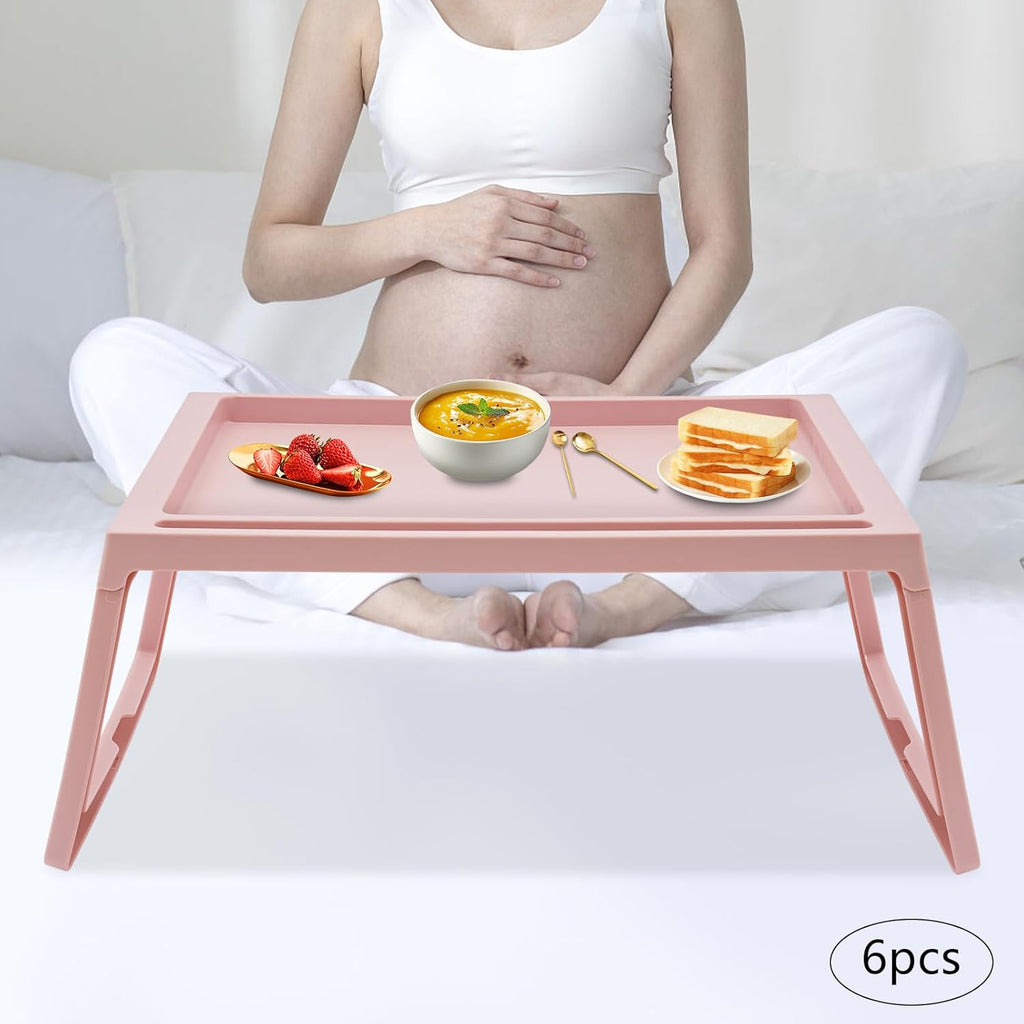 Breakfast in Bed Tray Folding Table Plastic Laptop Desk, Pink O326039