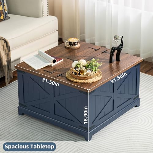 Farmhouse Coffee Table Set of 3 with Charging Station and Hidden Storage G877931