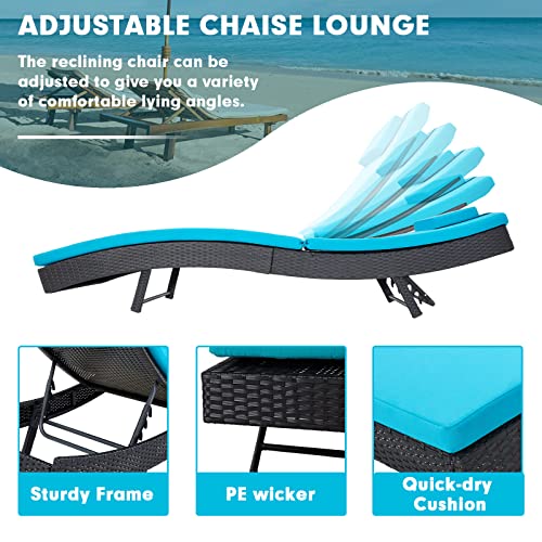 Incbruce Patio Chaise Lounge Chairs Set of 2, Outdoor Reclining with Adjustable Backrest F6127