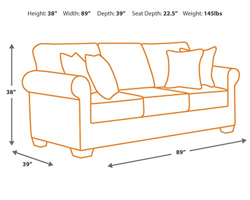Signature Design by Ashley Olsberg Faux Leather Sofa with Nailhead Trim, Gray Y126