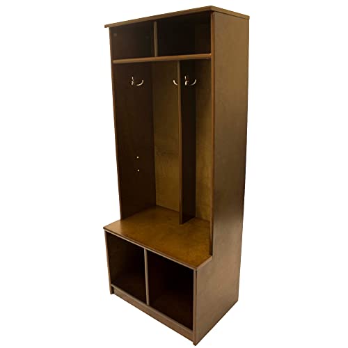 Little Partners Kids Wooden Locker, Two Cubby, 6 Compartment, Earl Grey X42216