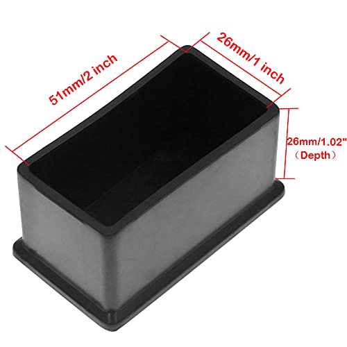 20Pcs Rectangle Rubber Furniture Leg Caps 3/4" x 1-1/2" for Chair Table Bed A315589
