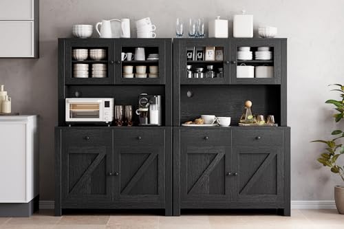 Freestanding Kitchen Pantry Cabinet with Microwave Stand, White N1672