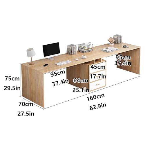 Double Desk with 3 Storage Drawers for Two People, Home Office Workstation Q729573
