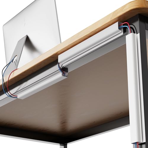 DELAMU 4 Pack Under Desk Cable Management J-Channel Cord Organizer K175057