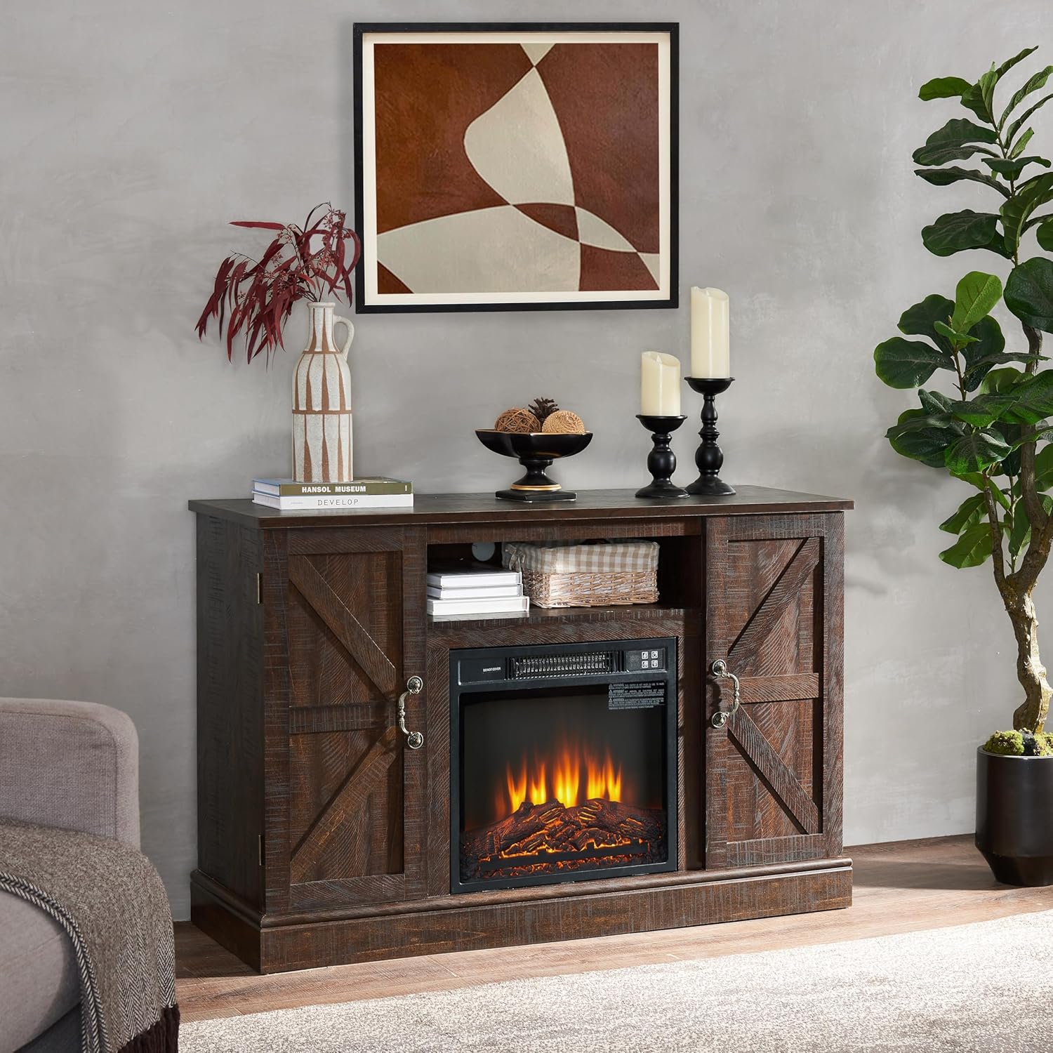 amerlife Electric Fireplace TV Stand for 50" TVs with Cable Management Z8847