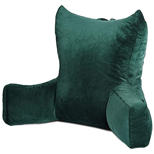Reading Pillow Bed Wedge Adult Backrest with Arms Lounge Memory Foam Cushion System | Back Pillow for Sitting Up in Bed/Couch for Watching TV, Reading - Machine Washable Cover