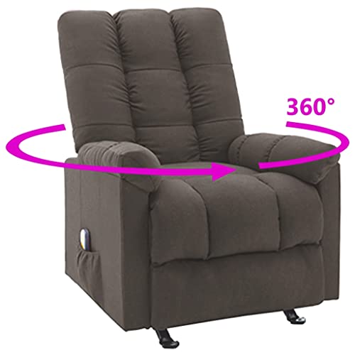 Massage Recliner Wingback Chair Brown Fabric U7191