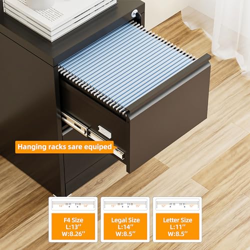 INTERGREAT 4 Drawers File Cabinet with Lock, 18" D Vertical Metal Black Filing Cabinet for Home Office Z6152