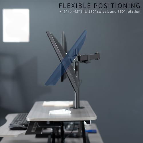 VIVO Height Adjustable 32 inch Standing Desk Converter with Dual Monitor Stand, White M791057