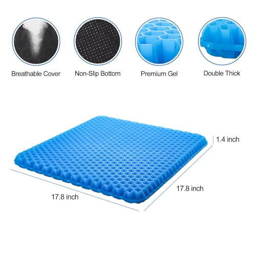 Large Cooling Gel Seat Cushion with Non-Slip Cover for Office, Car, and Desk A397244