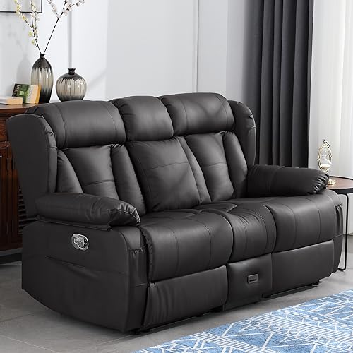 59" Manual Reclining Loveseat with Side Pockets, Brown M319