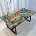 CT Copper Tailor Custom Epoxy Live Edge Dining Table for 8 People,42" W,90" L,Rectangular Natural Wooden Table Top with Metal Table Legs,for Meeting, Kitchen,Dining Room&Living Room,Walnut,KCT4