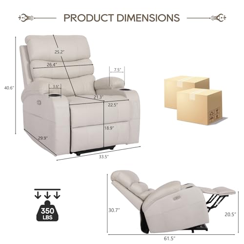 Power Lift Recliner Chair with Massage and Heat for Elderly, Cream Z304