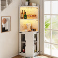 67.7" Corner Bar Cabinet, Modern Wine Bar Cabinet with Shelves for Dining Room, Living Room, Kitchen