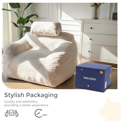 Giant Bean Bag Chair with Pillow, Boucle Sofa for Adults, Large Upholstered Couch S845