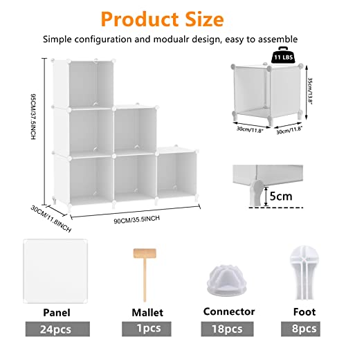 AWTATOS Cube Storage Organizer, 6-Cube Plastic Bookshelf, Translucent S940