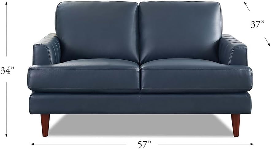 Hydeline Cassia Top Grain Leather Loveseat, Bristol Navy N664
