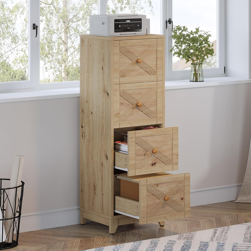 Tribesigns 4-Drawer File Cabinet for Letter Size, Wood Office Storage O1963