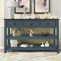 KAMIDA Storage Console Table, Modern Console Table with 3 Drawers and 2 Shelves, Rectangular Buffet Sideboard, Wooden Storage Table, Distressed Console Table for Kitchen Living Room Entryway, Navy