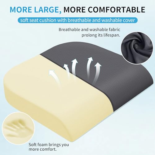 Large Seat Cushion, Soft Foam Non-Slip Chair Pad for Office, Home & Car (Grey) C873478
