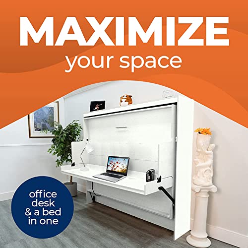 Murphy Bed with Desk, Foldable Queen Size, Summerflame C15061