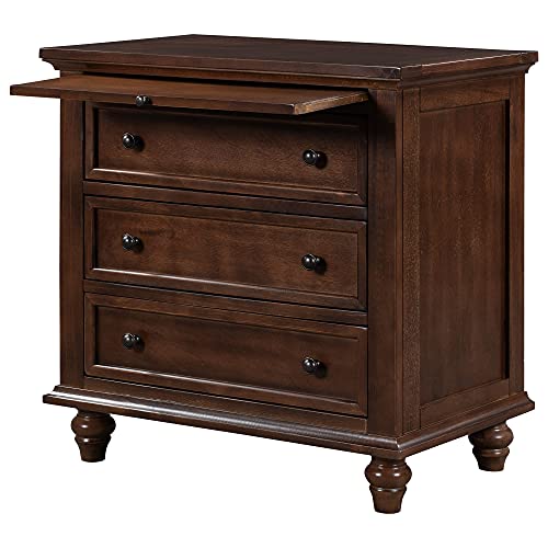 Knocbel 3-Drawer Nightstand with Pull-Out Tray, Wooden Bedside Table, Blue S82972